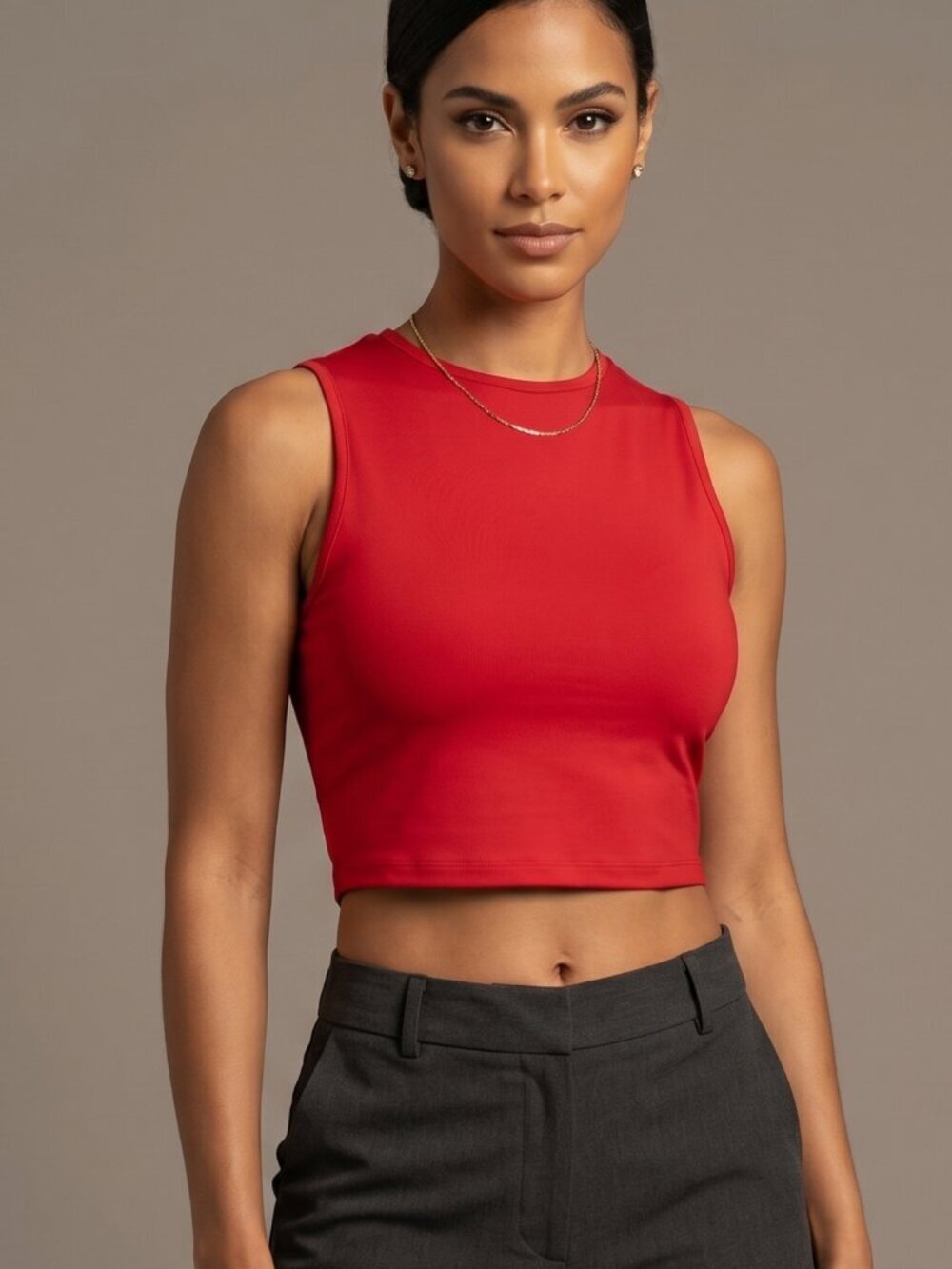 NWT | High-Neck Crop Top | Mock Neck | Active Basics | Red | Large